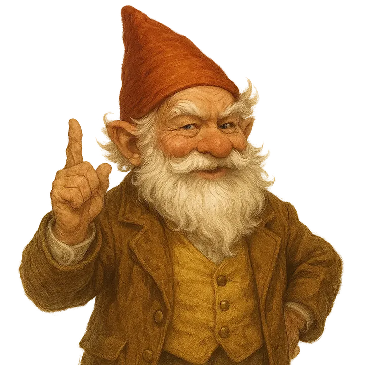 A white-bearded gnome tactician raising one finger mid-lecture